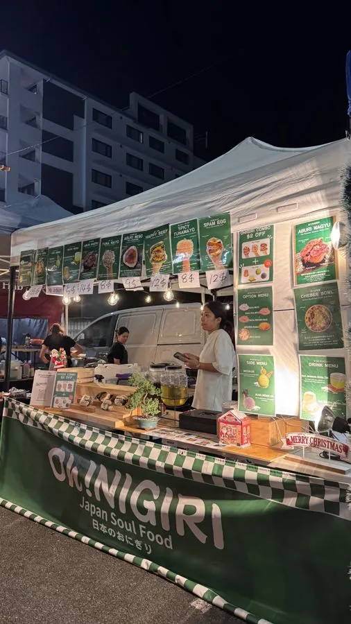 Oh!NIGIRI market stall lit for evening service