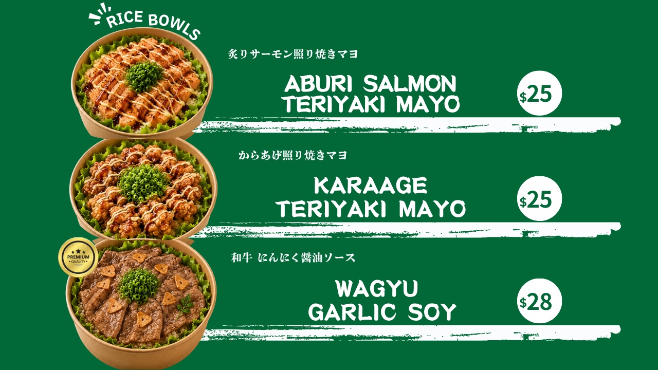 OH!NIGIRI rice bowl menu and prices