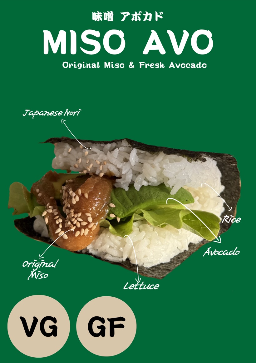 Miso Avo onigiri ingredients