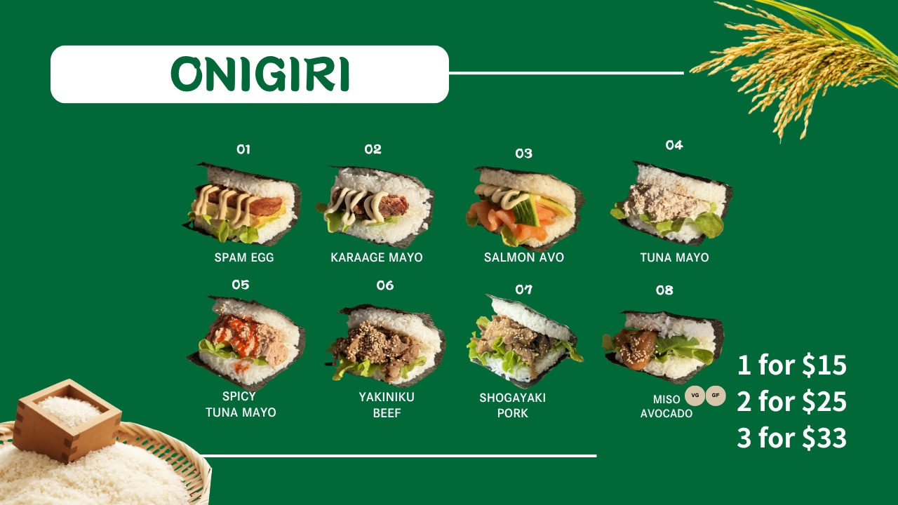 OH!NIGIRI onigiri menu and prices